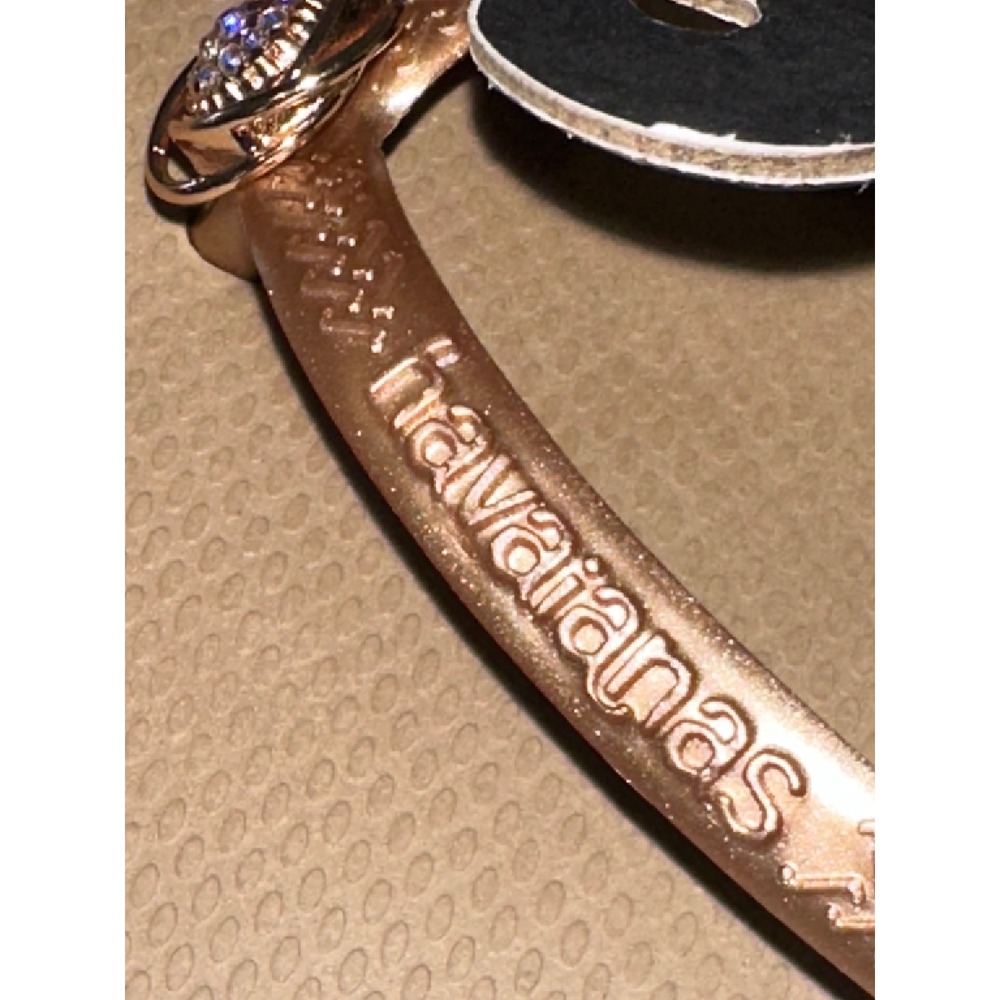 Havaianas Crystal Flip Flops Ballet Rose Gold Swarovski Women 11/12 NEW - Picture 7 of 9